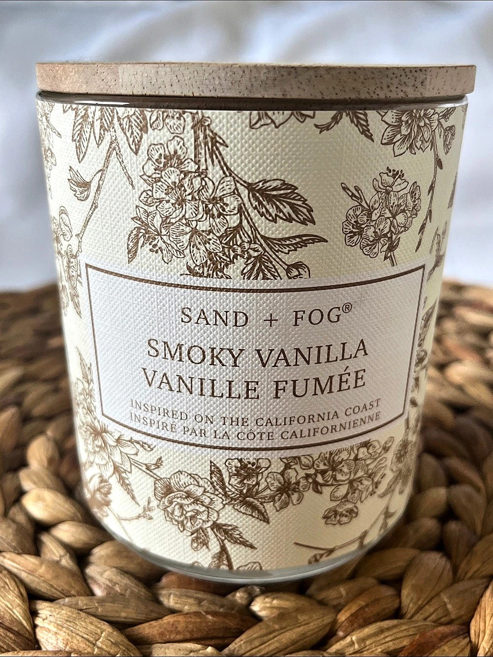 Sand + Fog Smoky Vanilla Floral Scented Candle in Cream